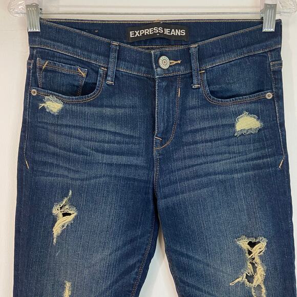 Express Legging Distressed Mid Rise Jeans - Picture 6 of 8